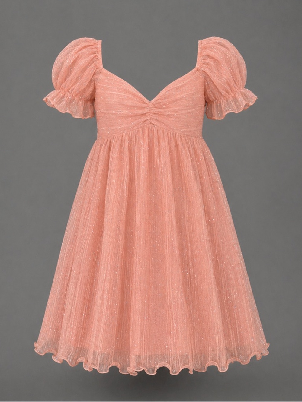 Girls Pink Sparkle Puff-Sleeve Dress size 14 Bonnie Jean